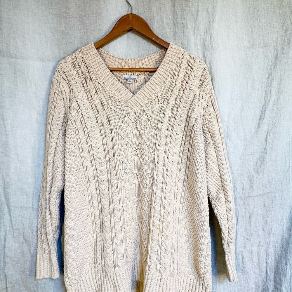 L.L. Bean Men's Signature Cotton‎ Aran Fisherman Sweater